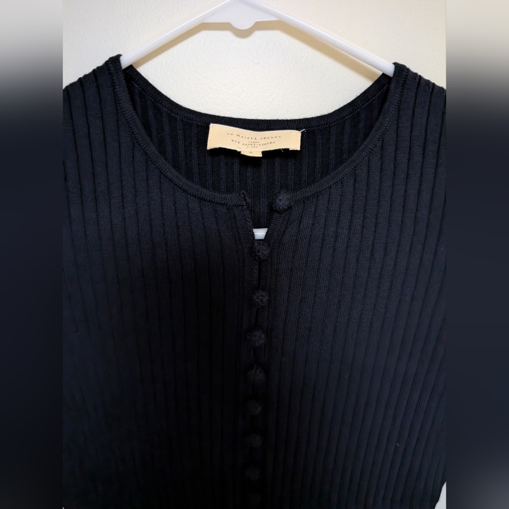 Sezane Meryl Merino Wool and Cotton Navy Sweater Dress Size S - Picture 4 of 5